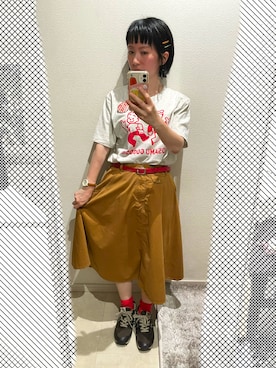 「bulle de savon（ビュルデサボン）のアイテム（スカート、ベージュ系）」を使った、おっくん🍅さん（レディース・146cm）の夏コーディネート