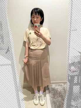 「KINJIのアイテム（スカート、ベージュ系）」を使った、おっくん🍅さん（レディース・146cm）の夏コーディネート