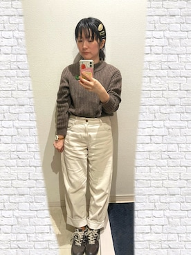 「fig Ｌondon（フィグロンドン）のアイテム（その他パンツ、ホワイト系）」を使った、おっくん🍅さん（レディース・146cm）の春コーディネート