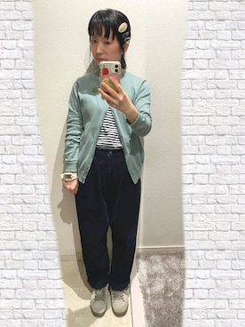 「しまむら（シマムラ）のアイテム（その他パンツ、ブルー系）」を使った、おっくん🍅さん（レディース・146cm）の春コーディネート