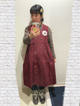 「無印良品（ムジルシリョウヒン）のアイテム（ニット/セーター、ブラウン系）」を使った、おっくん🍅さん（レディース・146cm）の春コーディネート