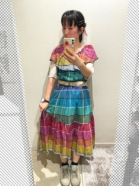「KINJIのアイテム（ワンピース、その他）」を使った、おっくん🍅さん（レディース・146cm）の夏コーディネート