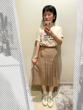 「KINJIのアイテム（スカート、ベージュ系）」を使った、おっくん🍅さん（レディース・146cm）の夏コーディネート