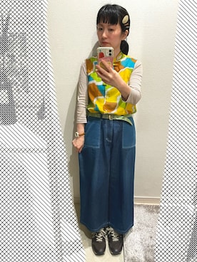 「bulle de savon（ビュルデサボン）のアイテム（デニムパンツ、ブルー系）」を使った、おっくん🍅さん（レディース・146cm）の夏コーディネート