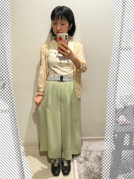 「KINJIのアイテム（その他パンツ、グリーン系）」を使った、おっくん🍅さん（レディース・146cm）の夏コーディネート