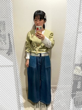 「bulle de savon（ビュルデサボン）のアイテム（デニムパンツ、ブルー系）」を使った、おっくん🍅さん（レディース・146cm）の夏コーディネート