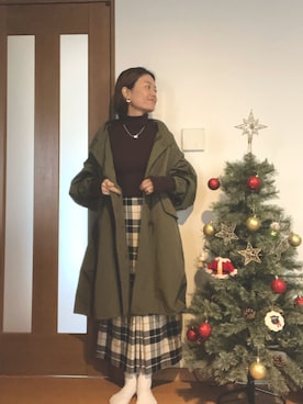 「select MOCA（セレクトモカ）のアイテム（モッズコート）」を使った、かんきちさん（レディース・157cm）の秋コーディネート