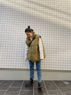 「Dr. Martens（ドクターマーチン）のDr.Martens  CHELSEA BOOT（ブーツ）」を使った、もえさん（レディース・158cm）の冬コーディネート