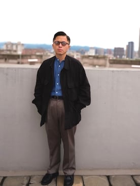 「Paraboot」｜「アイテム（ミリタリージャケット）」を使った、SyueChenさん（メンズ・167cm）の春コーディネート