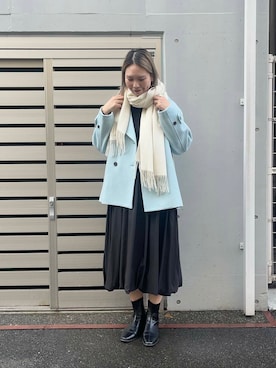 「アイテム（ピーコート）」を使った、な つ みさん（レディース・172cm）の冬コーディネート