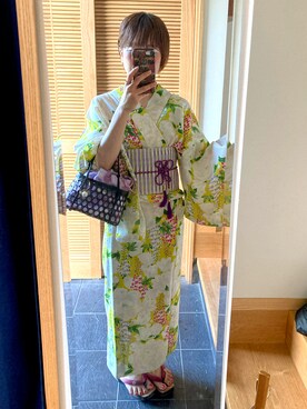 「アイテム（浴衣、グリーン系）」を使った、☜mai☞さん（レディース・155cm）の夏コーディネート
