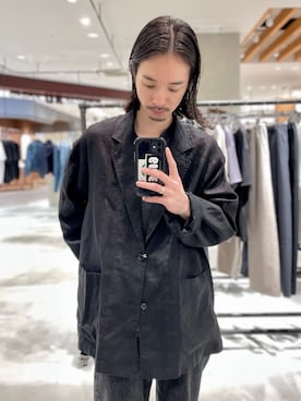 「URBAN RESEARCH（アーバンリサーチ）のLINEN SHIRTS JACKET（その他アウター、ブラック系）」を使った、OHBUCHI TAKUYAさん（メンズ・170cm）の春コーディネート