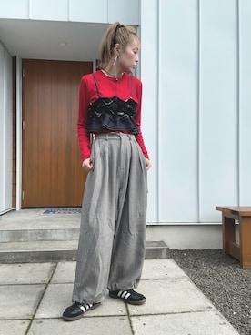 「アイテム（キャミソール）」を使った、minakoさん（レディース・160cm）の秋コーディネート