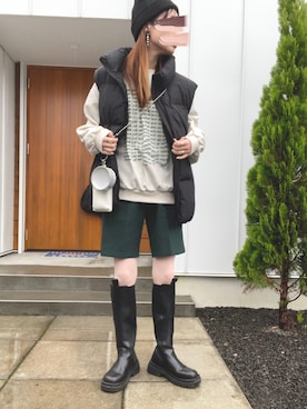 「SUGAR BISKET（シュガービスケット）のアイテム（ブーツ）」を使った、minakoさん（レディース・160cm）の秋コーディネート