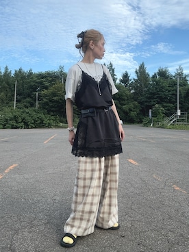 「アイテム（ヘアアクセサリー）」を使った、minakoさん（レディース・160cm）の夏コーディネート