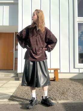 「アイテム（ポロシャツ）」を使った、minakoさん（レディース・160cm）の秋コーディネート