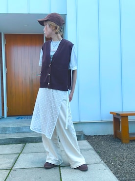 「アイテム（スウェットパンツ）」を使った、minakoさん（レディース・160cm）の夏コーディネート