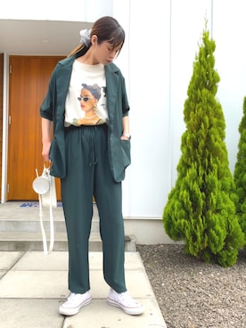 「SpRay（スプレイ）のアイテム（セットアップ）」を使った、minakoさん（レディース・160cm）の夏コーディネート