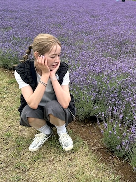 「アイテム（ベスト）」を使った、minakoさん（レディース・160cm）の夏コーディネート