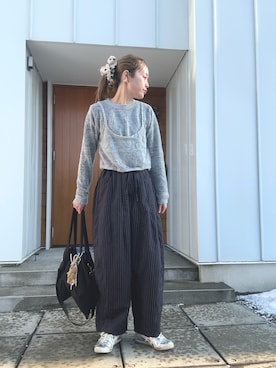 「アイテム（シュシュ）」を使った、minakoさん（レディース・160cm）の冬コーディネート