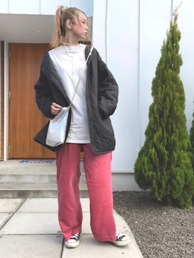 「シルバー」｜「アイテム（ノーカラージャケット）」を使った、minakoさん（レディース・160cm）の秋コーディネート