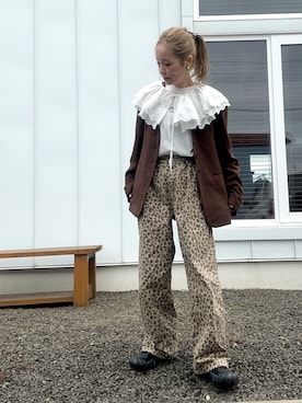 「アイテム（付け襟）」を使った、minakoさん（レディース・160cm）の秋コーディネート