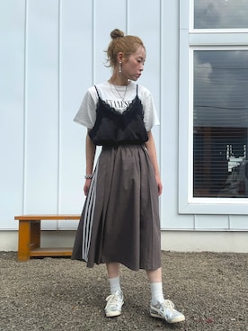 「アイテム（キャミソール）」を使った、minakoさん（レディース・160cm）の夏コーディネート