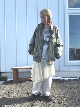 「アイテム（ブルゾン）」を使った、minakoさん（レディース・160cm）の秋コーディネート