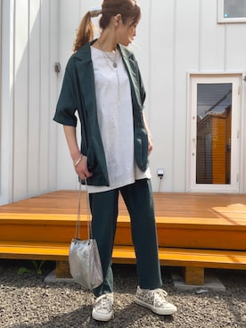 「SpRay（スプレイ）のアイテム（セットアップ）」を使った、minakoさん（レディース・160cm）の秋コーディネート