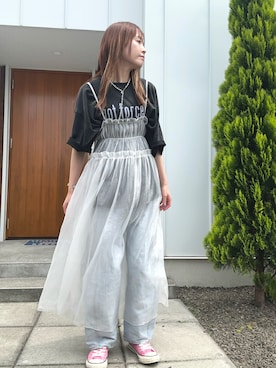 「カーブデニム」｜minakoさん（レディース・160cm）の夏コーディネート