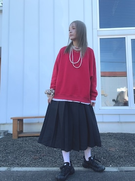 「アイテム（ヘアアクセサリー、ホワイト系）」を使った、minakoさん（レディース・160cm）の秋コーディネート