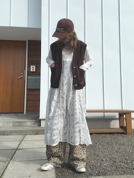 「アイテム（ベスト）」を使った、minakoさん（レディース・160cm）の秋コーディネート