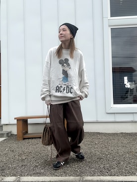 「アイテム（ニットキャップ/ビーニー）」を使った、minakoさん（レディース・160cm）の秋コーディネート