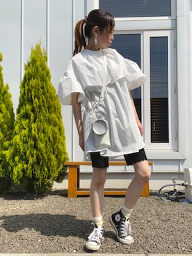 「COOLなこのコが仲間入り」｜「アイテム（シャツワンピース）」を使った、minakoさん（レディース・160cm）の夏コーディネート
