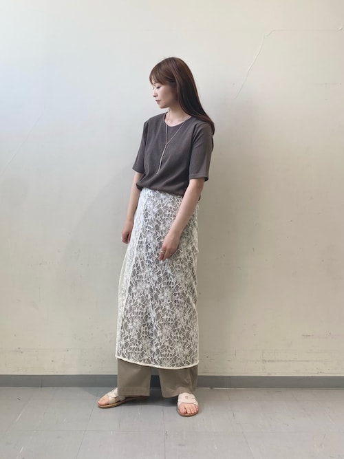 5分袖楊柳カットTシャツ
