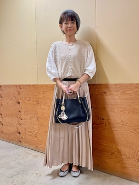 「アイテム（チュニック）」を使った、emi0617さん（レディース・163cm）の夏コーディネート