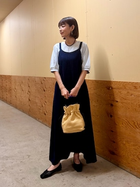 「ITEMS URBANRESEARCH（アイテムズ アーバンリサーチ）の袖デザインカットソー（Tシャツ/カットソー、ブルー系）」を使った、emi0617さん（レディース・163cm）の夏コーディネート