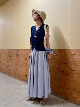 「アイテム（シュシュ、ブルー系）」を使った、emi0617さん（レディース・162cm）の夏コーディネート