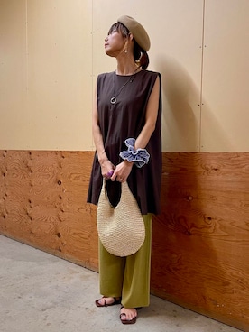 「アイテム（シュシュ、ブルー系）」を使った、emi0617さん（レディース・162cm）の夏コーディネート