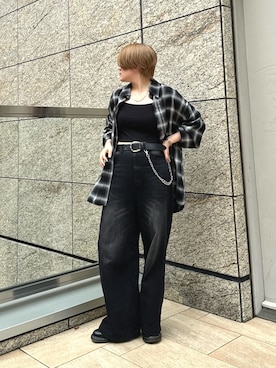 「Lui's（ルイス）のアイテム（シャツ/ブラウス）」を使った、mana.さん（レディース・160cm）の夏コーディネート