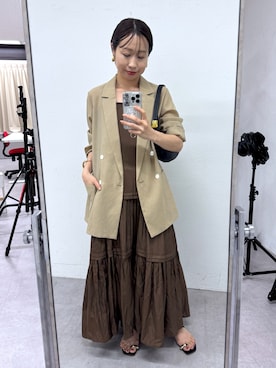 「ジャケット×ワンピース」｜河原実以子さん（レディース・162cm）の夏コーディネート