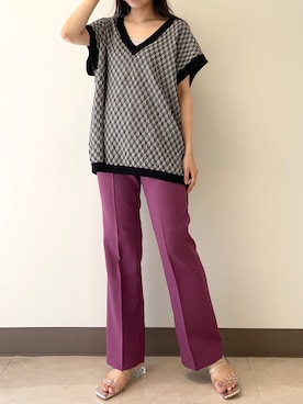 「LOWRYS FARM（ローリーズファーム）のＤＲＹカラーフレアパンツ　941232（その他パンツ）」を使った、yanyuiさん（レディース・158cm）の秋コーディネート