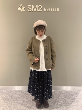 「レトロ」｜「アイテム（ノーカラーコート）」を使った、り り ほさん（レディース・152cm）の秋コーディネート