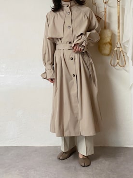 「JUNOAH（ジュノア）のアイテム（トレンチコート）」を使った、nun‎；눈さん（レディース・159cm）の秋コーディネート