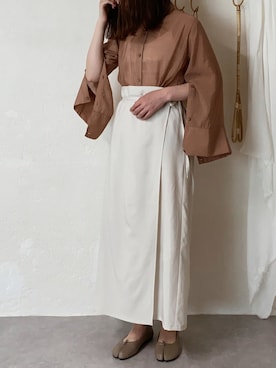 「スリットシャツ」｜nun‎；눈さん（レディース・159cm）の秋コーディネート