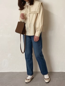 「GUコーデ」｜「アイテム（バレエシューズ）」を使った、nun‎；눈さん（レディース・159cm）の春コーディネート