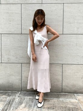 フロント開きサマーニットアンサンブルワンピースを使った人気ファッションコーディネート Wear