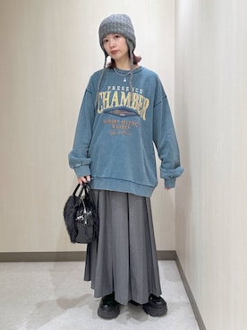 「アイテム（スウェット、グリーン系）」を使った、まいてぃさん（レディース・158cm）の秋コーディネート