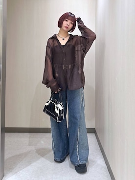 「PAGEBOY（ページボーイ）のレトロボストンBAG（ショルダーバッグ）」を使った、まいてぃさん（レディース・158cm）の秋コーディネート