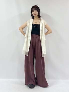「PAGEBOY（ページボーイ）のサイドタックルーズウラケパンツ/イージーパンツ【4color・2size】（スウェットパンツ）」を使った、まいてぃさん（レディース・158cm・20代）の秋コーディネート